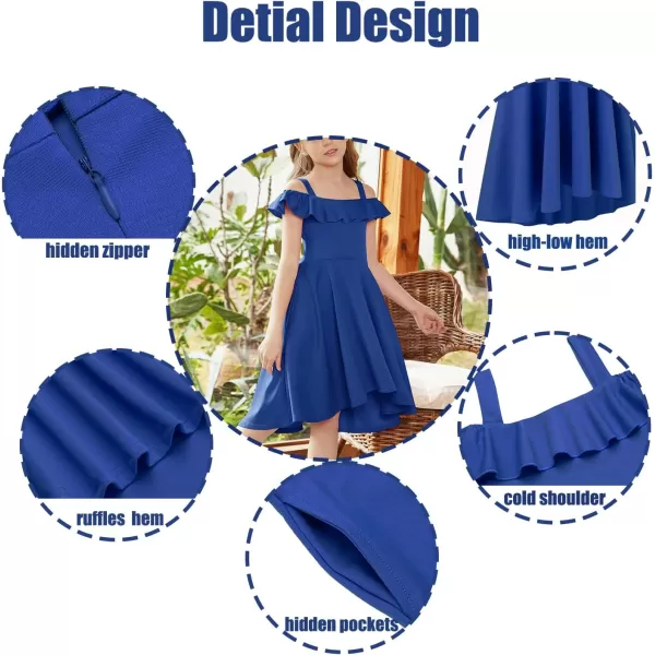 Arshiner Girls Summer Dress Off Shoulder Flutter Sleeve Midi Swing Cassual Formal Dresses with Pocket
