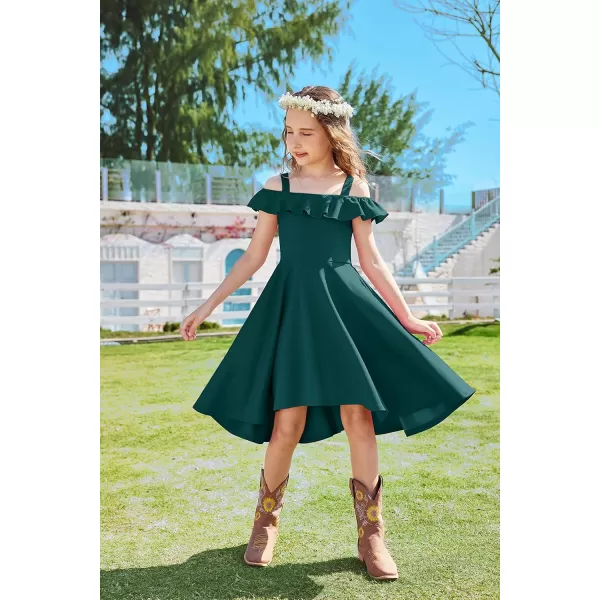 Arshiner Girls Summer Dress Off Shoulder Flutter Sleeve Midi Swing Cassual Formal Dresses with Pocket