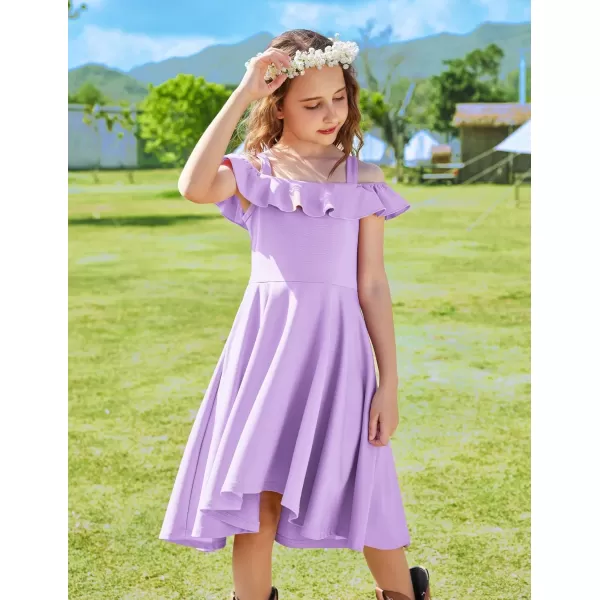 Arshiner Girls Summer Dress Off Shoulder Flutter Sleeve Midi Swing Cassual Formal Dresses with Pocket