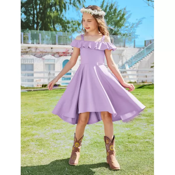 Arshiner Girls Summer Dress Off Shoulder Flutter Sleeve Midi Swing Cassual Formal Dresses with Pocket