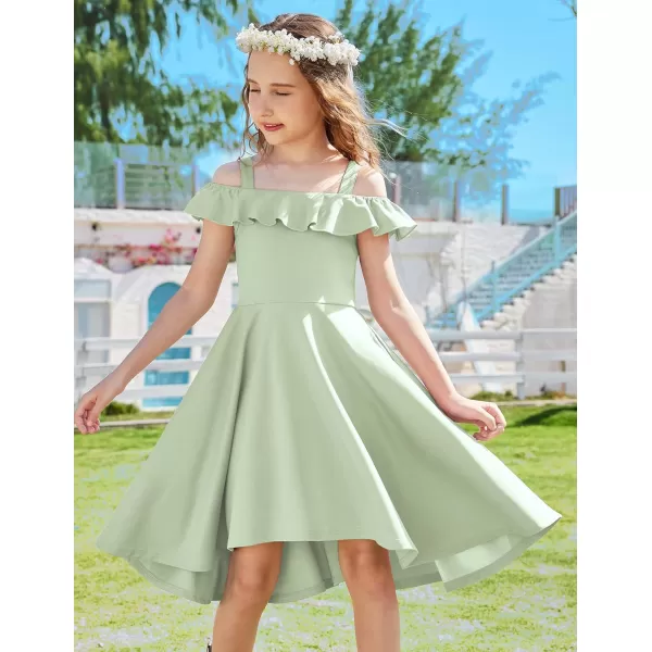 Arshiner Girls Summer Dress Off Shoulder Flutter Sleeve Midi Swing Cassual Formal Dresses with Pocket