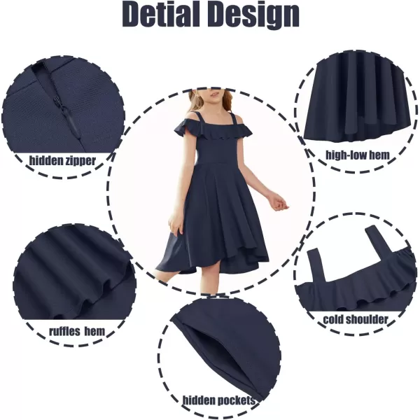 Arshiner Girls Summer Dress Off Shoulder Flutter Sleeve Midi Swing Cassual Formal Dresses with Pocket
