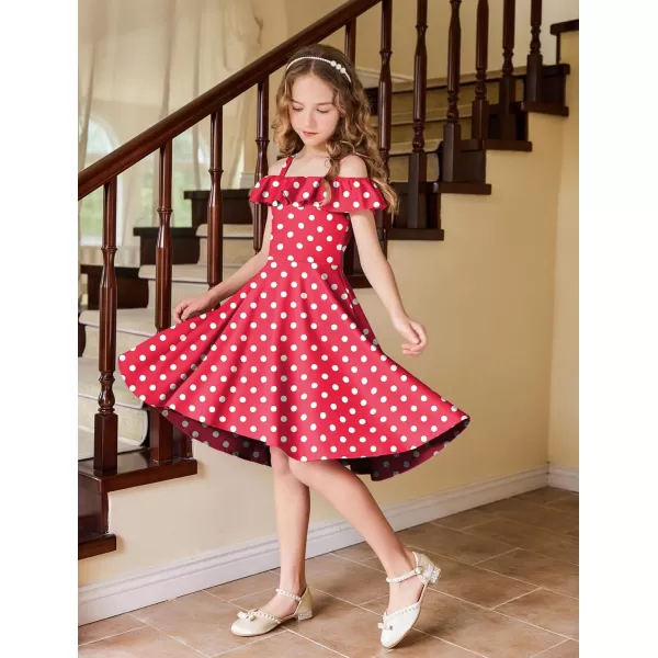 Arshiner Girls Summer Dress Off Shoulder Flutter Sleeve Midi Swing Cassual Formal Dresses with Pocket
