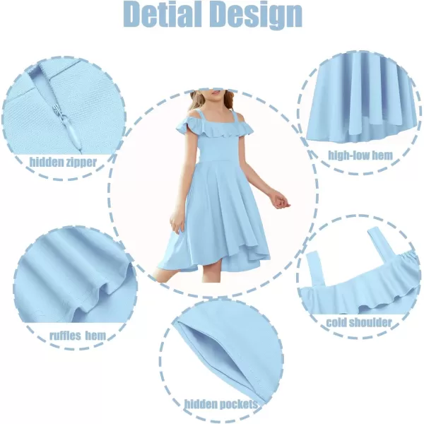 Arshiner Girls Summer Dress Off Shoulder Flutter Sleeve Midi Swing Cassual Formal Dresses with Pocket