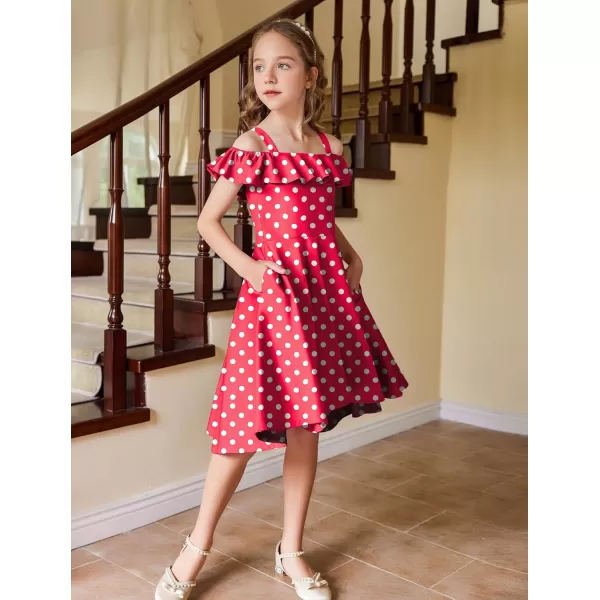 Arshiner Girls Summer Dress Off Shoulder Flutter Sleeve Midi Swing Cassual Formal Dresses with Pocket