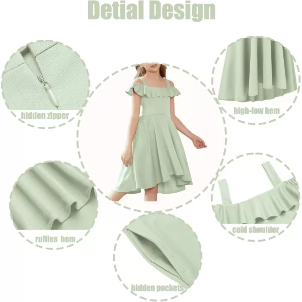 Arshiner Girls Summer Dress Off Shoulder Flutter Sleeve Midi Swing Cassual Formal Dresses with Pocket