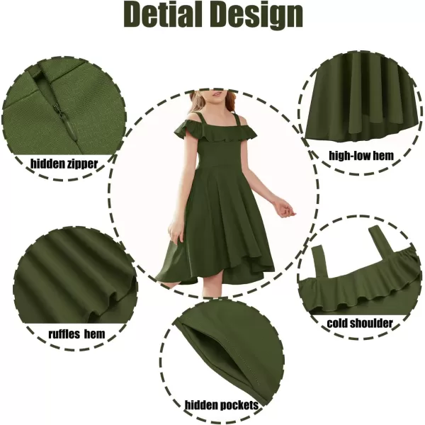 Arshiner Girls Summer Dress Off Shoulder Flutter Sleeve Midi Swing Cassual Formal Dresses with Pocket