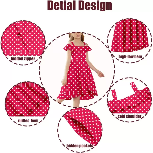 Arshiner Girls Summer Dress Off Shoulder Flutter Sleeve Midi Swing Cassual Formal Dresses with Pocket