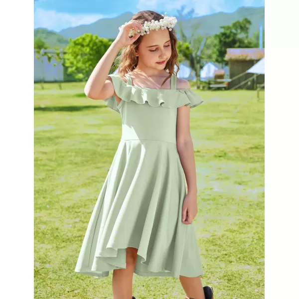 Arshiner Girls Summer Dress Off Shoulder Flutter Sleeve Midi Swing Cassual Formal Dresses with Pocket