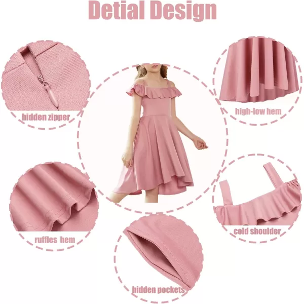 Arshiner Girls Summer Dress Off Shoulder Flutter Sleeve Midi Swing Cassual Formal Dresses with Pocket