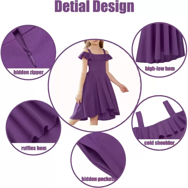 Arshiner Girls Summer Dress Off Shoulder Flutter Sleeve Midi Swing Cassual Formal Dresses with Pocket