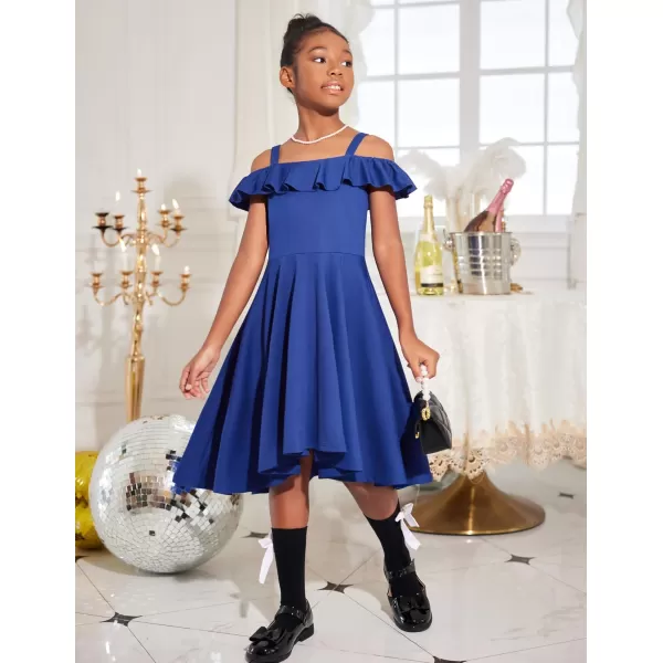 Arshiner Girls Summer Dress Off Shoulder Flutter Sleeve Midi Swing Cassual Formal Dresses with Pocket