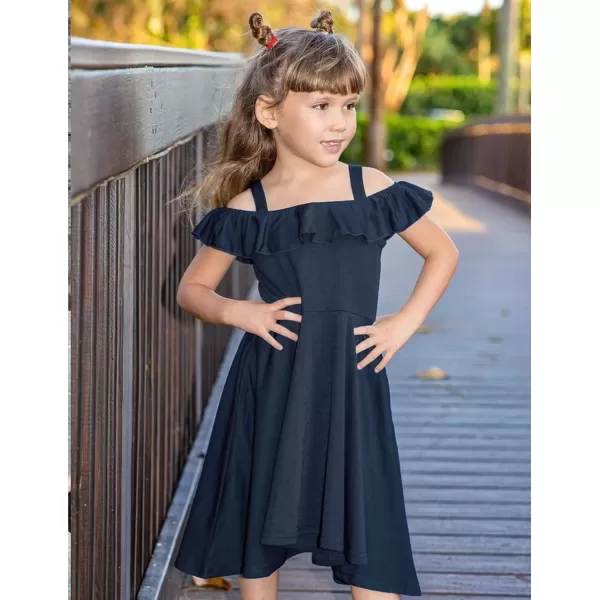 Arshiner Girls Summer Dress Off Shoulder Flutter Sleeve Midi Swing Cassual Formal Dresses with Pocket