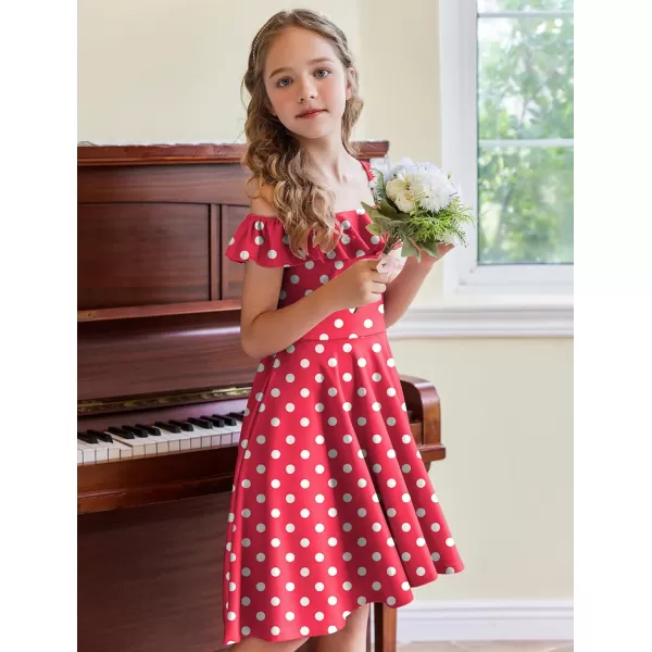 Arshiner Girls Summer Dress Off Shoulder Flutter Sleeve Midi Swing Cassual Formal Dresses with Pocket