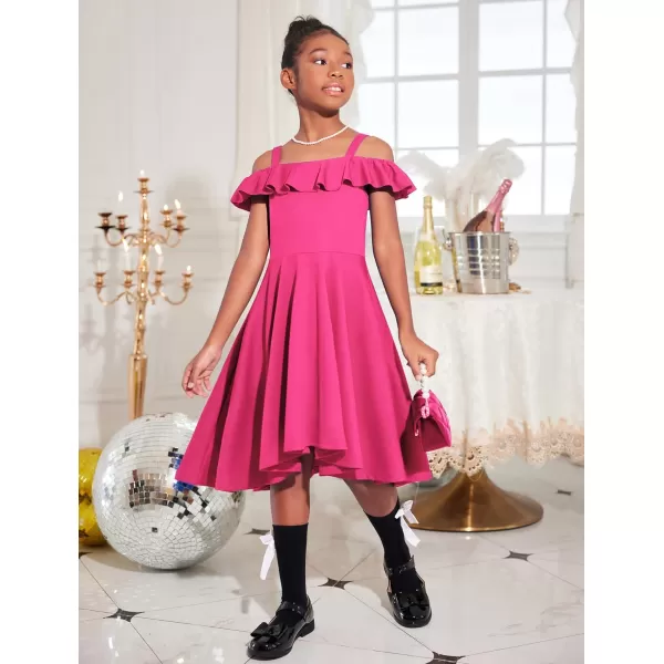 Arshiner Girls Summer Dress Off Shoulder Flutter Sleeve Midi Swing Cassual Formal Dresses with Pocket