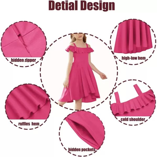 Arshiner Girls Summer Dress Off Shoulder Flutter Sleeve Midi Swing Cassual Formal Dresses with Pocket