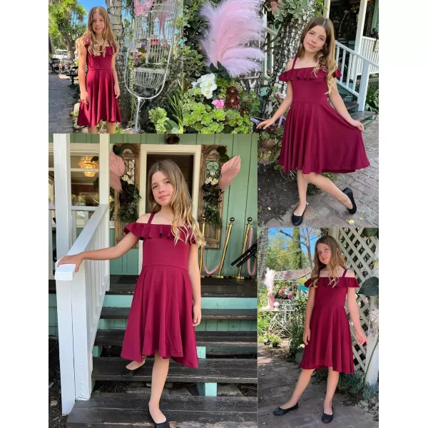 Arshiner Girls Summer Dress Off Shoulder Flutter Sleeve Midi Swing Cassual Formal Dresses with Pocket