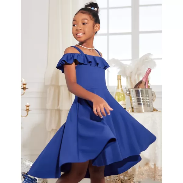 Arshiner Girls Summer Dress Off Shoulder Flutter Sleeve Midi Swing Cassual Formal Dresses with Pocket
