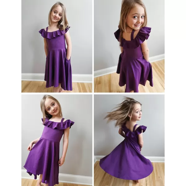Arshiner Girls Summer Dress Off Shoulder Flutter Sleeve Midi Swing Cassual Formal Dresses with Pocket