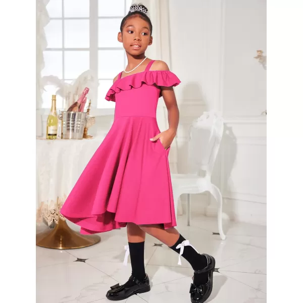 Arshiner Girls Summer Dress Off Shoulder Flutter Sleeve Midi Swing Cassual Formal Dresses with Pocket