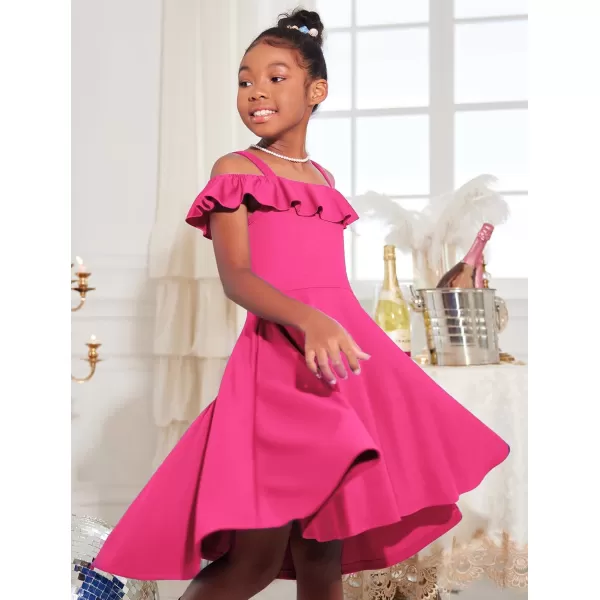 Arshiner Girls Summer Dress Off Shoulder Flutter Sleeve Midi Swing Cassual Formal Dresses with Pocket