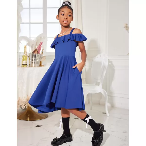 Arshiner Girls Summer Dress Off Shoulder Flutter Sleeve Midi Swing Cassual Formal Dresses with Pocket
