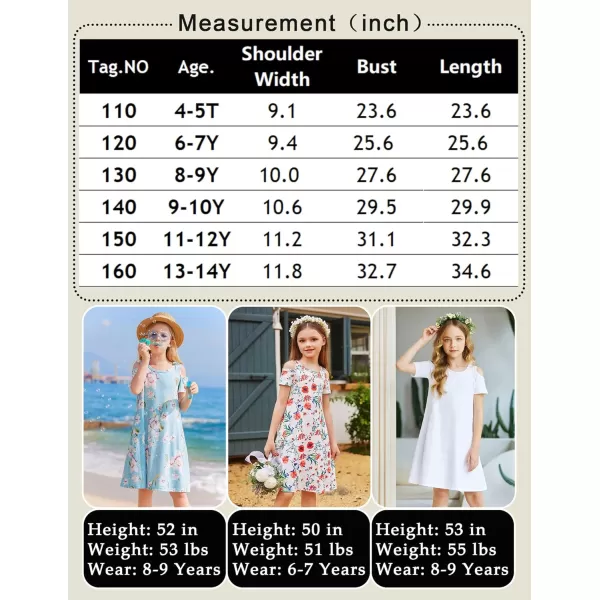 Arshiner Girls Summer Dress Short Sleeve Cold Shoulder Solid Color Swing Casual Dresses with Pockets