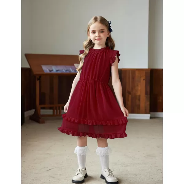 Arshiner Girls Summer Dresses Ruffle Sleeve A-Line Sundress Casual Elegant Dresses