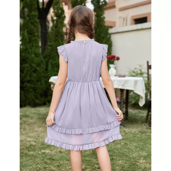 Arshiner Girls Summer Dresses Ruffle Sleeve A-Line Sundress Casual Elegant Dresses