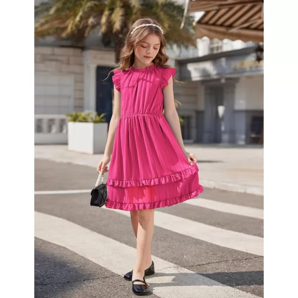Arshiner Girls Summer Dresses Ruffle Sleeve A-Line Sundress Casual Elegant Dresses