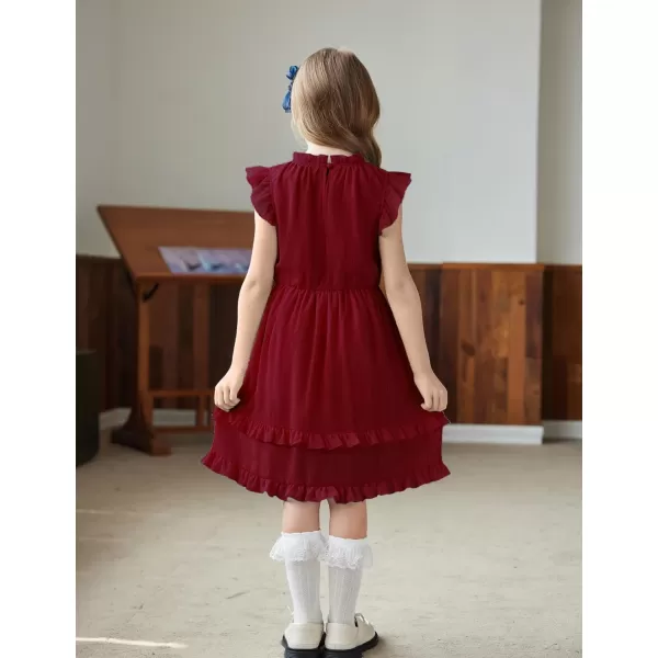 Arshiner Girls Summer Dresses Ruffle Sleeve A-Line Sundress Casual Elegant Dresses