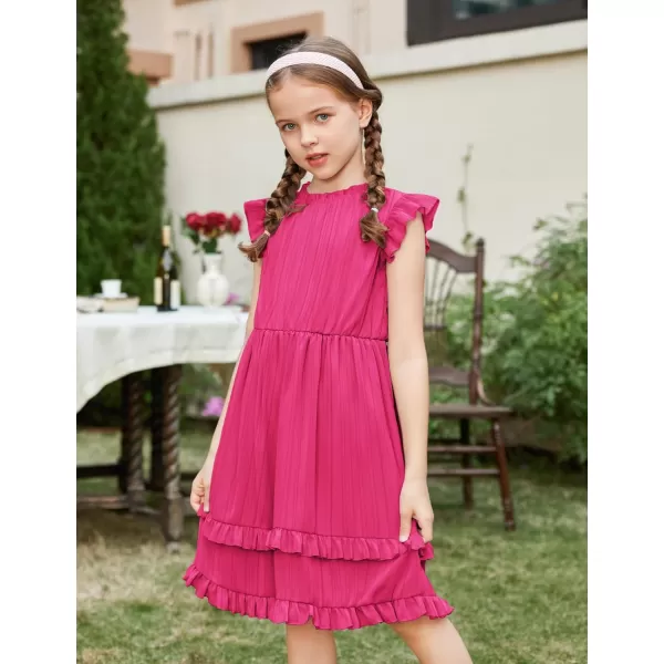 Arshiner Girls Summer Dresses Ruffle Sleeve A-Line Sundress Casual Elegant Dresses