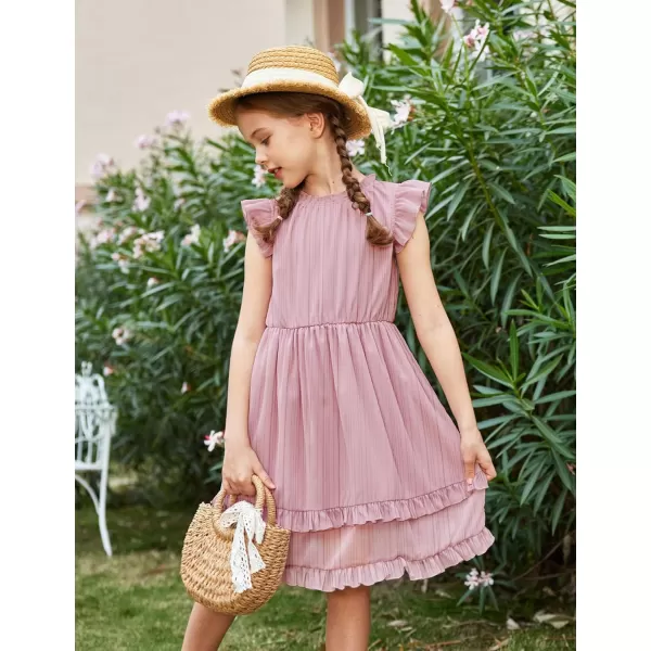 Arshiner Girls Summer Dresses Ruffle Sleeve A-Line Sundress Casual Elegant Dresses