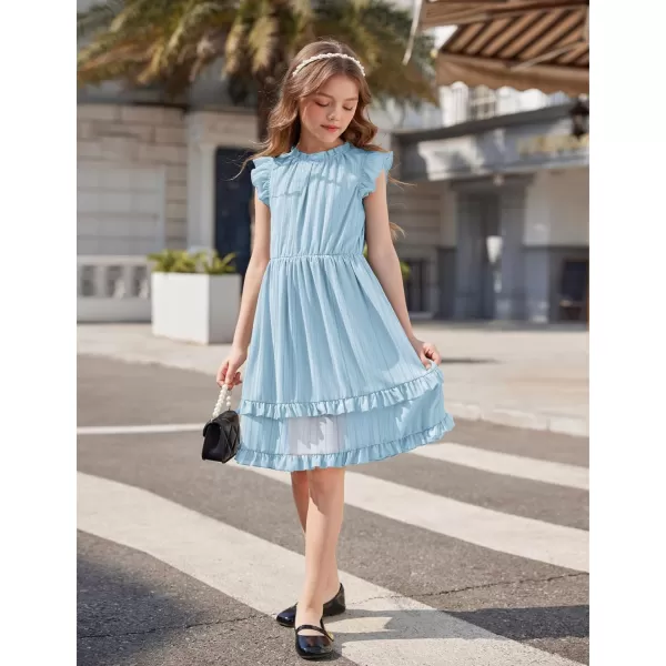 Arshiner Girls Summer Dresses Ruffle Sleeve A-Line Sundress Casual Elegant Dresses