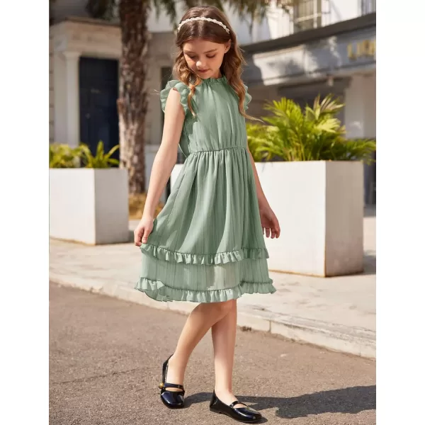 Arshiner Girls Summer Dresses Ruffle Sleeve A-Line Sundress Casual Elegant Dresses