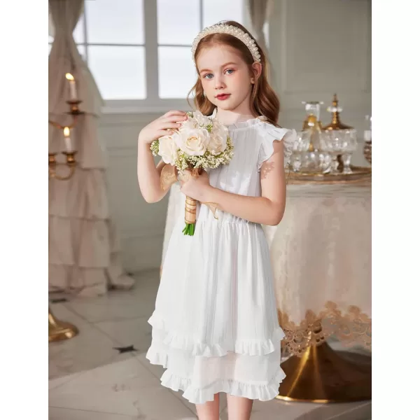 Arshiner Girls Summer Dresses Ruffle Sleeve A-Line Sundress Casual Elegant Dresses