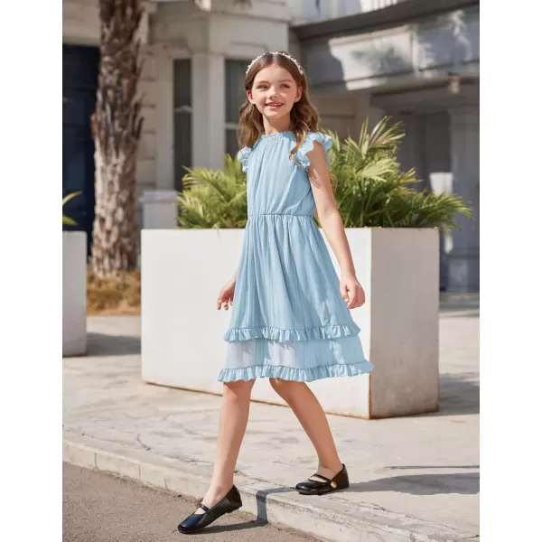 Arshiner Girls Summer Dresses Ruffle Sleeve A-Line Sundress Casual Elegant Dresses