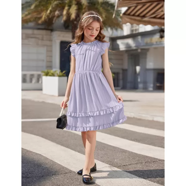 Arshiner Girls Summer Dresses Ruffle Sleeve A-Line Sundress Casual Elegant Dresses