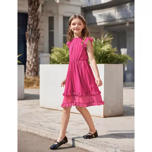 Arshiner Girls Summer Dresses Ruffle Sleeve A-Line Sundress Casual Elegant Dresses