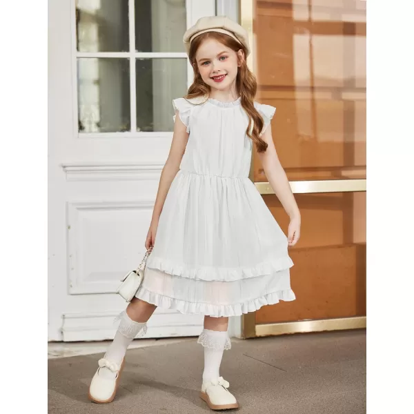 Arshiner Girls Summer Dresses Ruffle Sleeve A-Line Sundress Casual Elegant Dresses