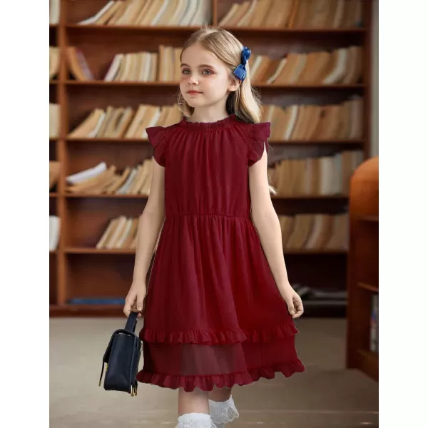 Arshiner Girls Summer Dresses Ruffle Sleeve A-Line Sundress Casual Elegant Dresses
