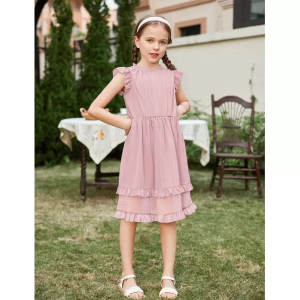 Arshiner Girls Summer Dresses Ruffle Sleeve A-Line Sundress Casual Elegant Dresses