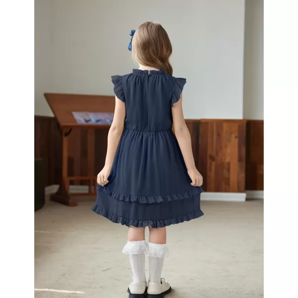 Arshiner Girls Summer Dresses Ruffle Sleeve A-Line Sundress Casual Elegant Dresses