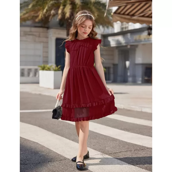 Arshiner Girls Summer Dresses Ruffle Sleeve A-Line Sundress Casual Elegant Dresses