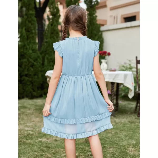 Arshiner Girls Summer Dresses Ruffle Sleeve A-Line Sundress Casual Elegant Dresses