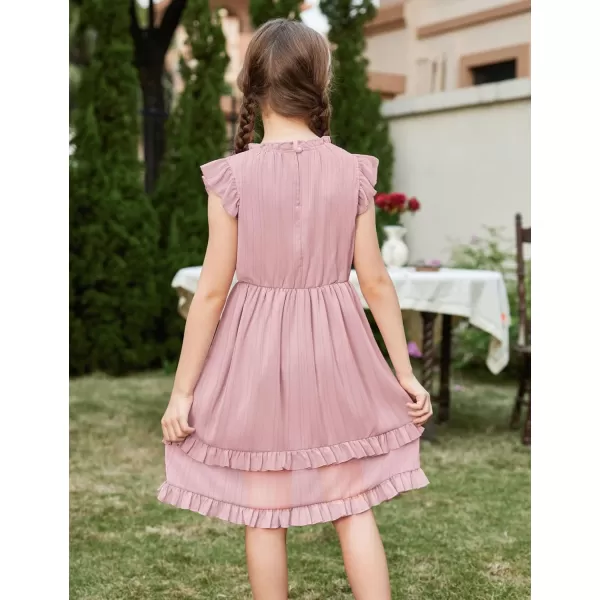 Arshiner Girls Summer Dresses Ruffle Sleeve A-Line Sundress Casual Elegant Dresses