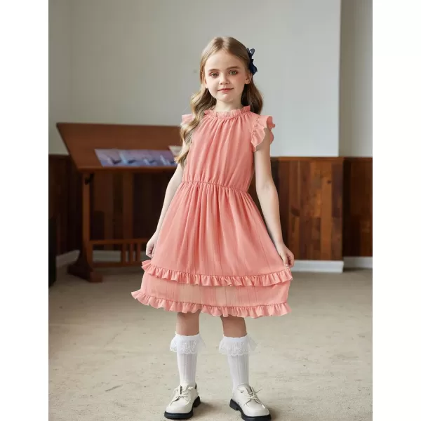 Arshiner Girls Summer Dresses Ruffle Sleeve A-Line Sundress Casual Elegant Dresses