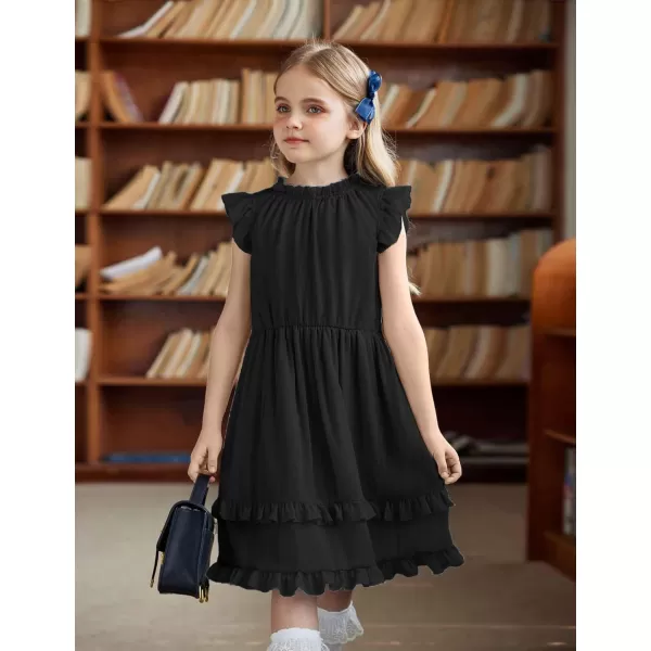 Arshiner Girls Summer Dresses Ruffle Sleeve A-Line Sundress Casual Elegant Dresses