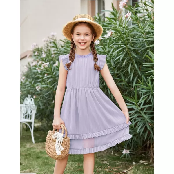Arshiner Girls Summer Dresses Ruffle Sleeve A-Line Sundress Casual Elegant Dresses