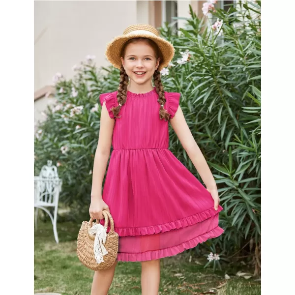 Arshiner Girls Summer Dresses Ruffle Sleeve A-Line Sundress Casual Elegant Dresses